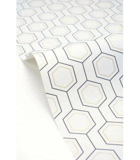 Papier peint Caselio - Hexaline noir blanc or - 10713