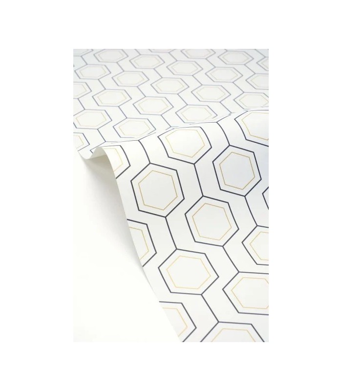Papier peint Caselio - Hexaline noir blanc or - 10713