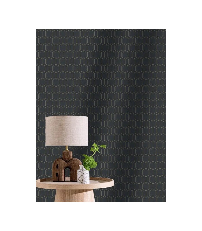 Papier peint Caselio - Hexaline noir or - 10713