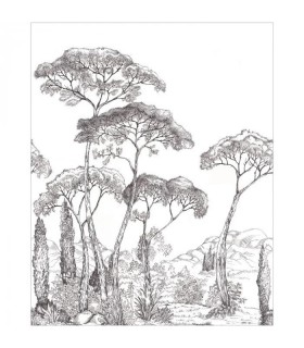 Papier-peint panoramique Caselio - Forest of Pinea Noir et Blanc - 200 x 250 cm - 10729
