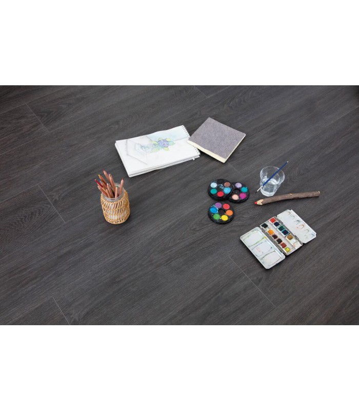 Parquet stratifié Ocean+ 8V4 - Charme Black - Résistant à l'eau - 1288 x 190 x 8 mm