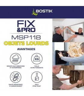 BOSTIK FIX&PRO MSP118 OBJETS LOURDS TUBE 150ML BLANC