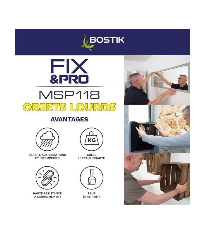 Colle de fixation Bostik Fix&Pro MSP118 objets lourds 150ml