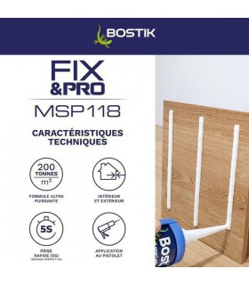 BOSTIK FIX&PRO MSP118 OBJETS LOURDS TUBE 150ML BLANC
