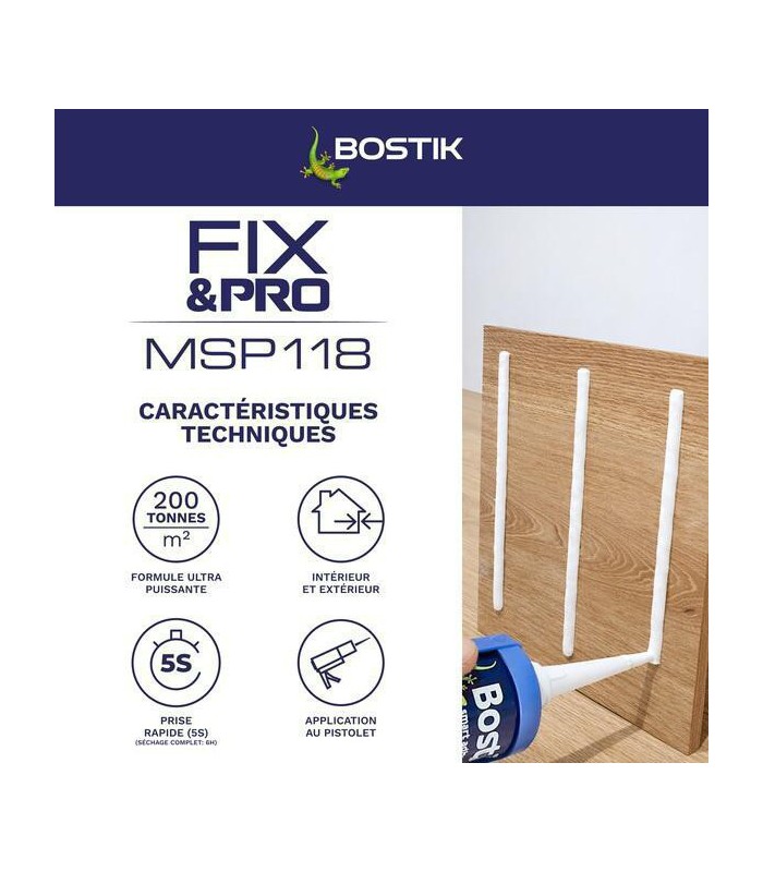 BOSTIK FIX&PRO MSP118 OBJETS LOURDS TUBE 150ML BLANC