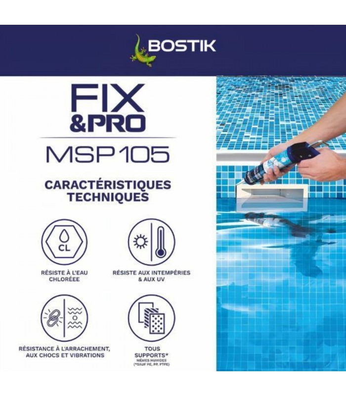 Bostik Fixpro MSP 105 mastic réparation piscine 290 ml