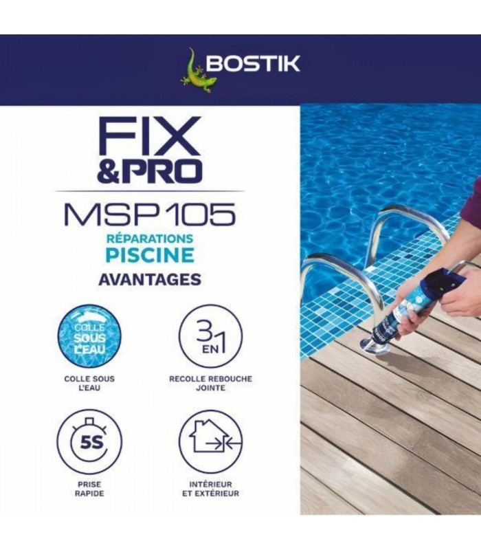 Bostik Fixpro MSP 105 mastic réparation piscine 290 ml