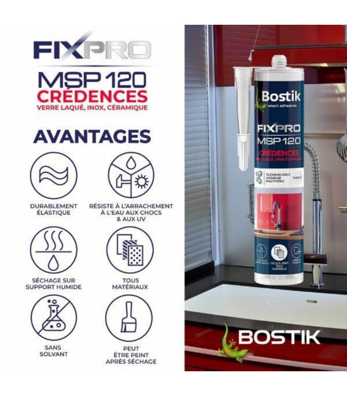 Bostik Mastic de fixation MSP 120 pour crédences 290 ml