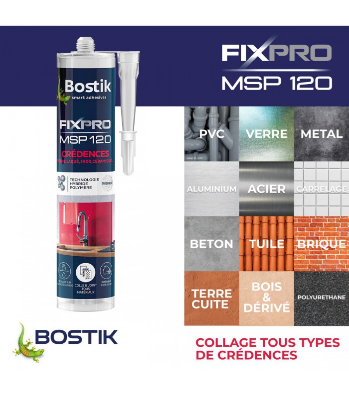 Bostik Mastic de fixation MSP 120 pour crédences 290 ml