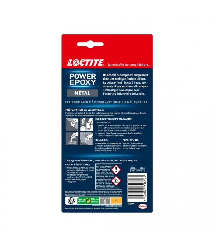 Colle époxy métal LOCTITE Power Epoxy 25 ml