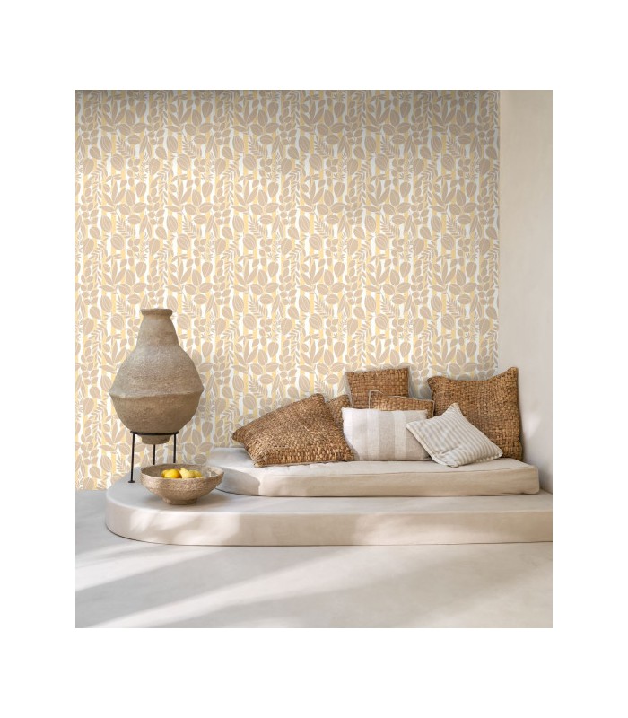 Papier peint RAMATUELLE SABLE - JAUNE CITRONNADE - Collection Échappée Belle - CASADECO - Réf.ECHA89821212