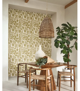 Papier peint  RAMATUELLE VERT OLIVE - SABLE - Collection Échappée Belle - CASADECO - Réf.ECHA89827101