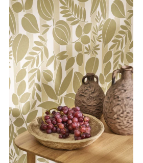 Papier peint  RAMATUELLE VERT OLIVE - SABLE - Collection Échappée Belle - CASADECO - Réf.ECHA89827101