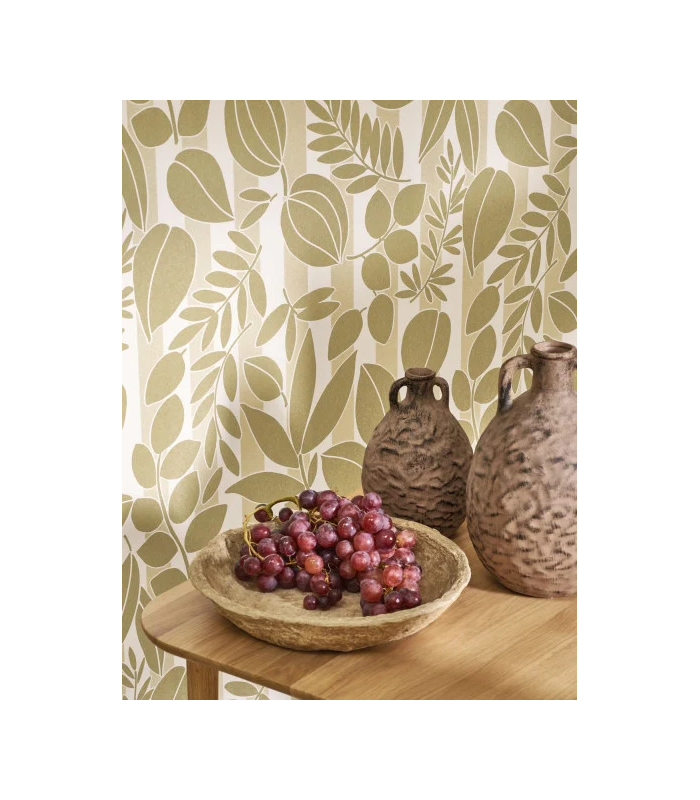 Papier peint  RAMATUELLE VERT OLIVE - SABLE - Collection Échappée Belle - CASADECO - Réf.ECHA89827101