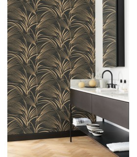 Papier peint SAMARRA NOIR REGLISSE - Collection Babylone - CASADECO - Ref. BBLN89729035