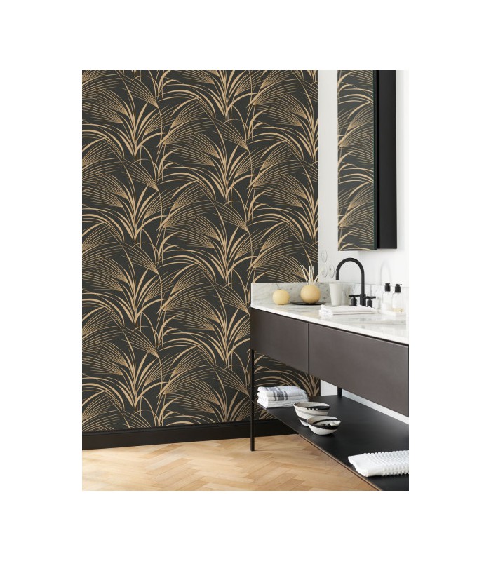 Papier peint SAMARRA NOIR REGLISSE - Collection Babylone - CASADECO - Ref. BBLN89729035