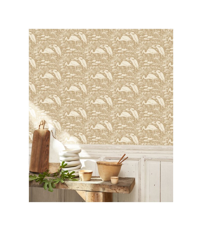 Papier peint EUPHRATE BEIGE RAPHIA - Collection Babylone - CASADECO - Ref. BBLN89731961