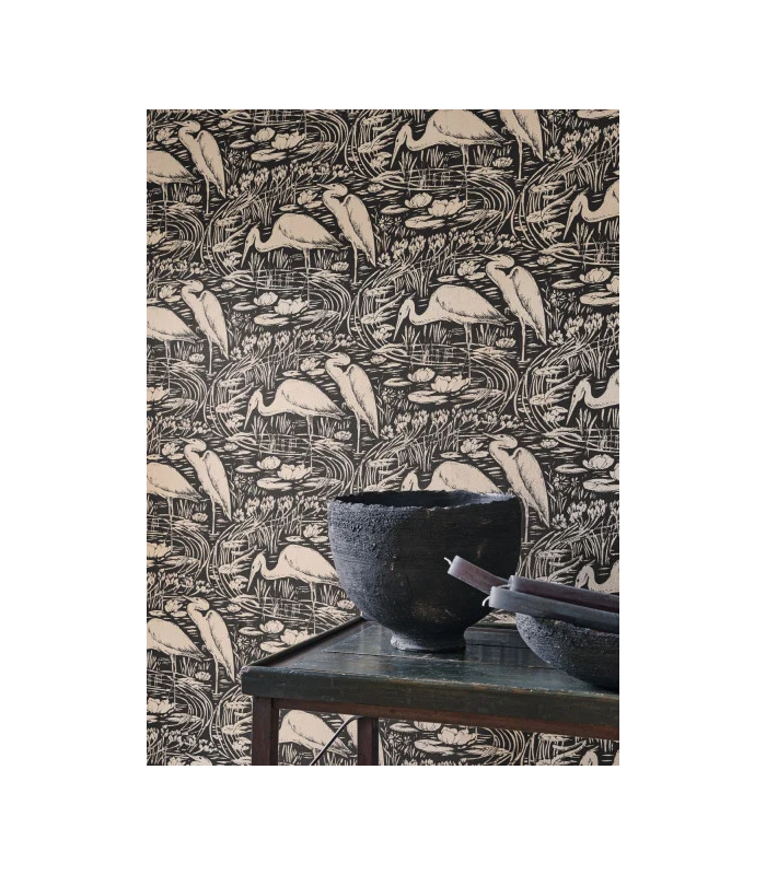 Papier peint EUPHRATE NOIR REGLISSE - Collection Babylone - CASADECO - Ref. BBLN89739270