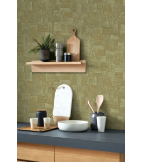 Papier peint DURA VERT OLIVE - Collection Babylone - CASADECO - Ref. BBLN89747419