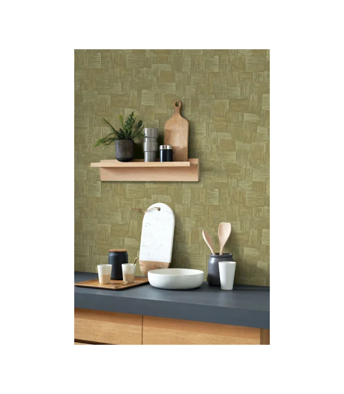 Papier peint DURA VERT OLIVE - Collection Babylone - CASADECO - Ref. BBLN89747419