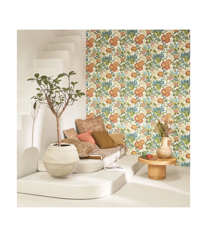 Papier peint SAINT-PAUL DE VENCE VERT FORET - FUSCHIA - Collection Échappée Belle - CASADECO - Réf.ECHA89816472