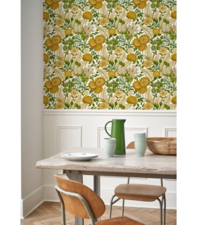 Papier peint SAINT-PAUL DE VENCE VERT ANIS - JAUNE SOLEIL - Collection Échappée Belle - CASADECO - Réf.ECHA89817323