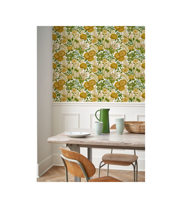 Papier peint SAINT-PAUL DE VENCE VERT ANIS - JAUNE SOLEIL - Collection Échappée Belle - CASADECO - Réf.ECHA89817323