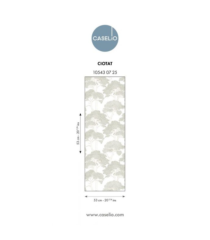 Papier Peint LA CIOTAT BLANC VERT KAKI - Collection AZUR - CASELIO - Réf. AZU105430725