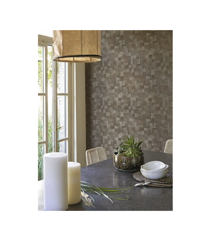 Papier peint DURA NOIR REGLISSE - Collection Babylone - CASADECO - Ref. BBLN89749711