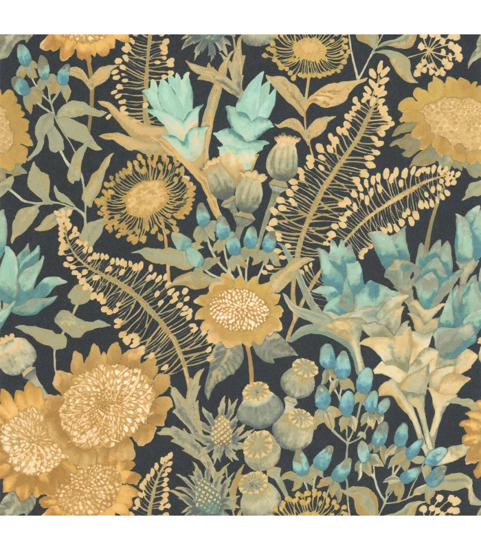 Papier peint SAINT-PAUL DE VENCE VERT CYPRES - TURQUOISE - Collection Échappée Belle - CASADECO - Réf.ECHA89816707