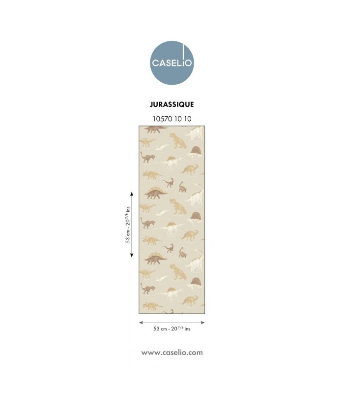 Papier Peint JURASSIQUE BEIGE - Collection LES MINIS MONDES - CASELIO - Réf. MNM105701010