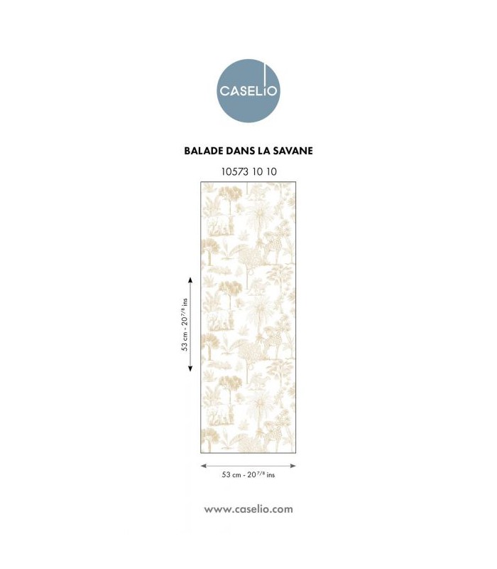 Papier Peint BALADE DANS LA SAVANE BEIGE - Collection LES MINIS MONDES - CASELIO - Réf. MNM105731010