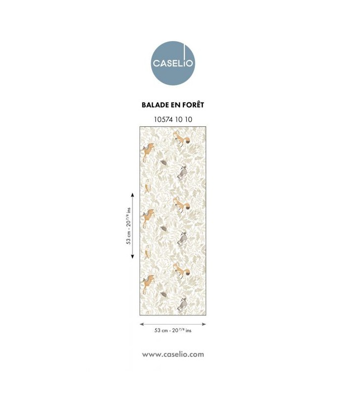 Papier Peint BALADE EN FORET BEIGE - Collection LES MINIS MONDES - CASELIO - Réf. MNM105741010