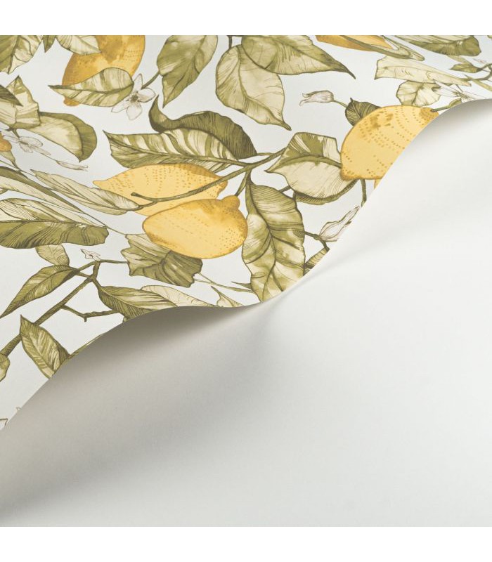 Papier Peint LEMON TREE JAUNE CITRON / BLANC - Collection SOLIFLORE - CASADECO - Réf. SOLI200277227