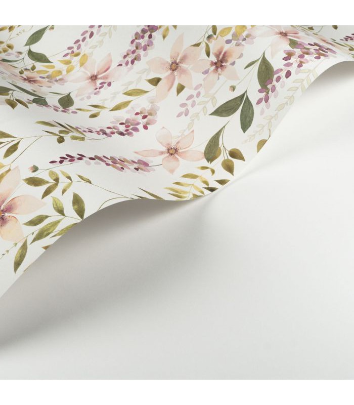 Papier Peint WISTERIA PARME / VERT MOUSSE - Collection SOLIFLORE - CASADECO - Réf. SOLI200305202