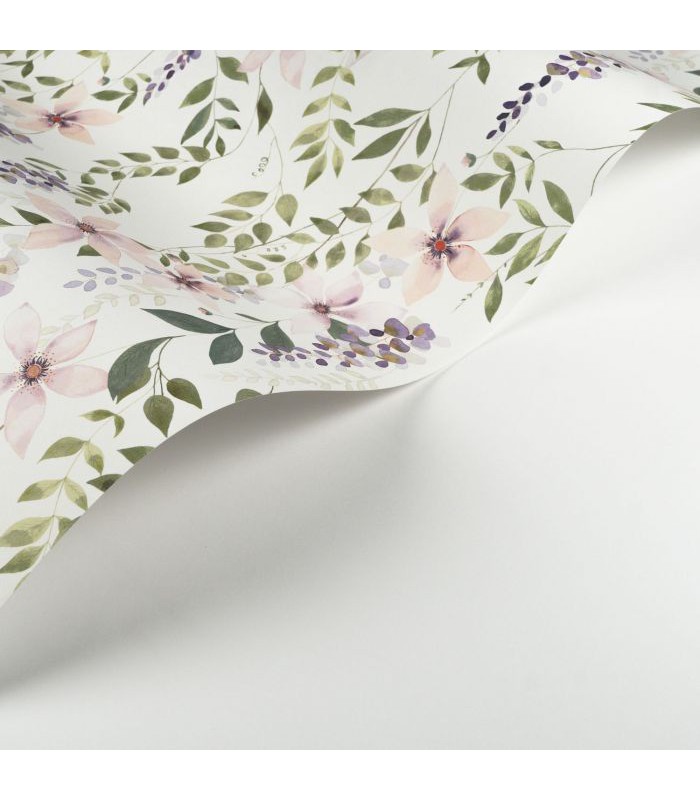 Papier Peint WISTERIA VIOLET / VERT GAZON - Collection SOLIFLORE - CASADECO - Réf. SOLI200305665