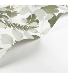 Papier Peint ROYAL LILY VERT CENDRE - Collection SOLIFLORE - CASADECO - Réf. SOLI200267212