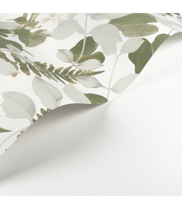 Papier Peint ROYAL LILY VERT CENDRE - Collection SOLIFLORE - CASADECO - Réf. SOLI200267212