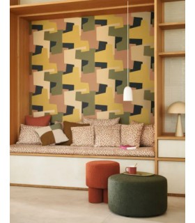 Papier Peint GRAPHIC GAME KAKI - Collection COLOR GAME - CASADECO - Réf. GAME200607337