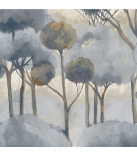 Papier Peint FORET DES LANDES BLEU ORAGE - Collection SENTIERS DES DUNES - CASADECO - Réf. SENT200926312