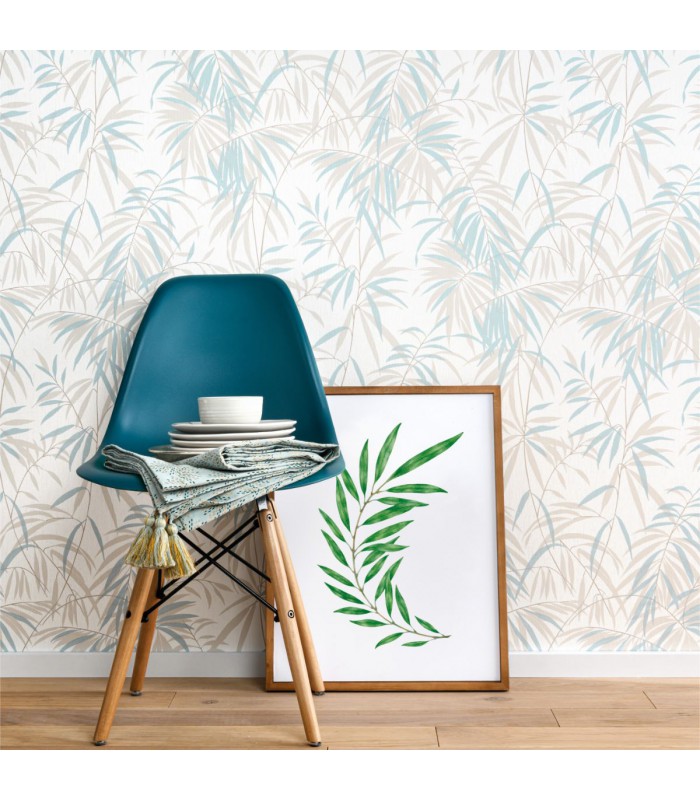 Papier peint vinyle expansé bambou bleu Erismann 10067-18