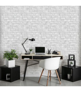 Papier peint vinyle grainé intissé brique gris Erismann 6318-10
