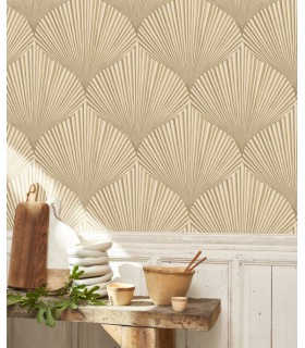 Papier peint SEMIRAMIS BEIGE RAPHIA - Collection Babylone - CASADECO - Ref. BBLN89761423
