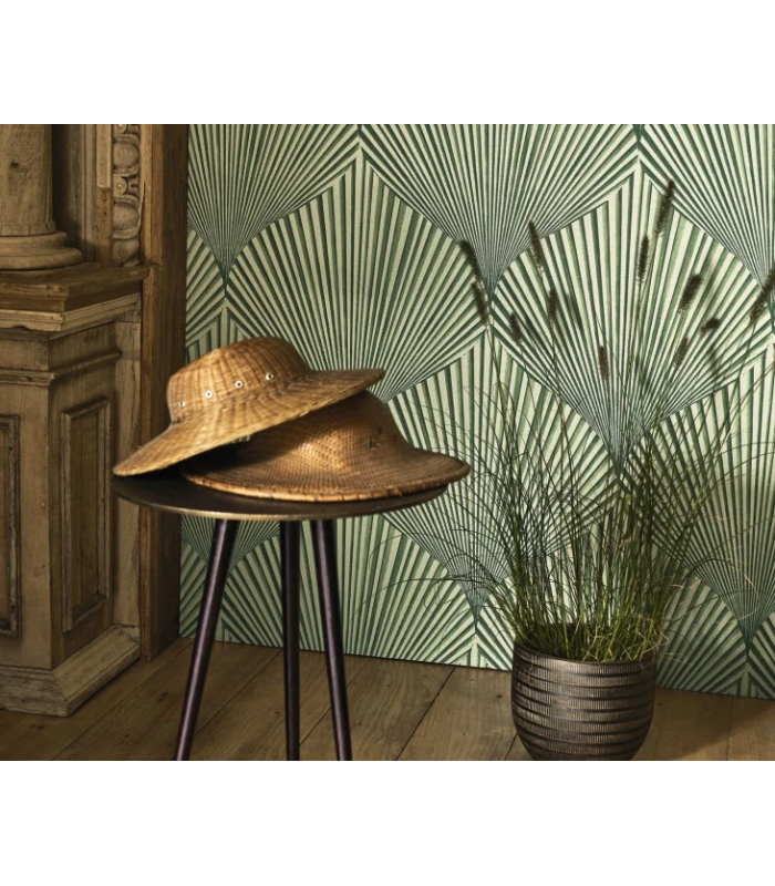 Papier peint SEMIRAMIS VERT NIL - Collection Babylone - CASADECO - Ref. BBLN89767533