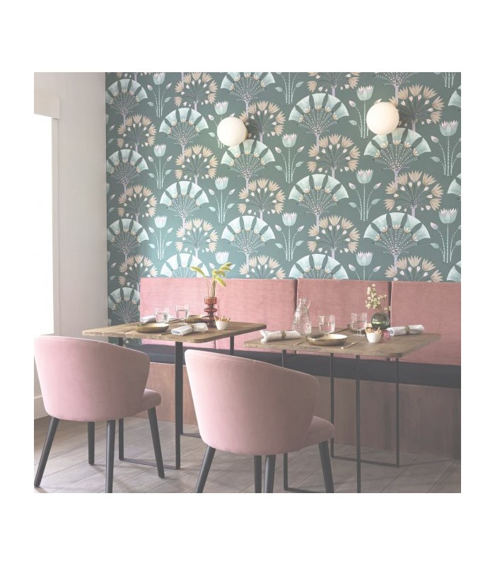 Papier peint Majestic VERT ÉMERAUDE VIOLET DORÉ - Collection Élégance - CASELIO - Réf. ELC105277120