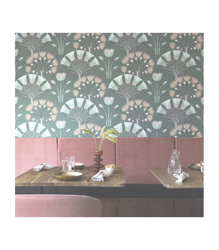 Papier peint Majestic VERT ÉMERAUDE VIOLET DORÉ - Collection Élégance - CASELIO - Réf. ELC105277120