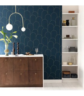 Papier peint Ornament BLEU NUIT DORÉ - Collection Élégance - CASELIO - Réf. ELC105281022