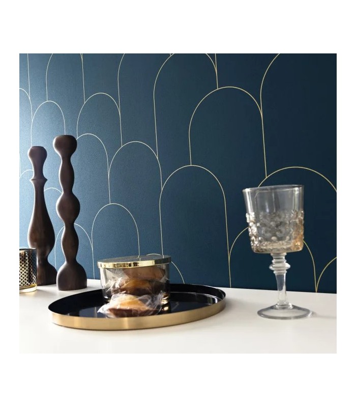 Papier peint Ornament BLEU NUIT DORÉ - Collection Élégance - CASELIO - Réf. ELC105281022