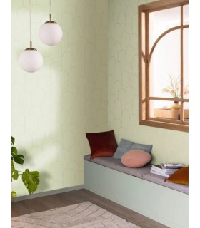 Papier peint Ornament VERT AMANDE DORÉ - Collection Élégance - CASELIO - Réf. ELC105287122