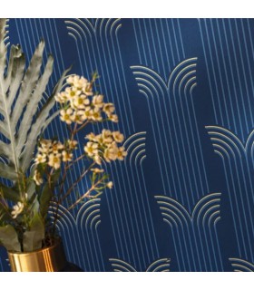 Papier peint Glamour BLEU OUTRE-MER DORÉ - Collection Élégance - CASELIO - Réf. ELC105296020